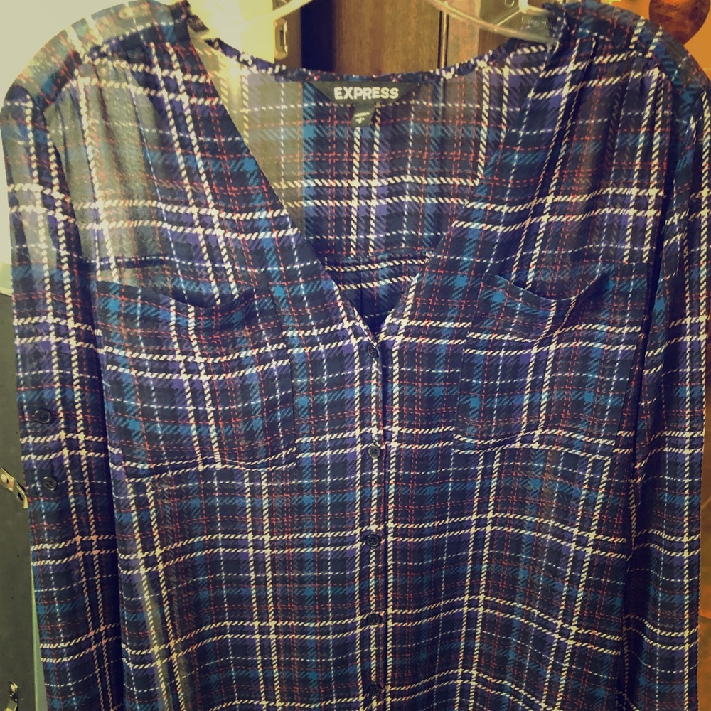 Express Sheer Button Down Blouse